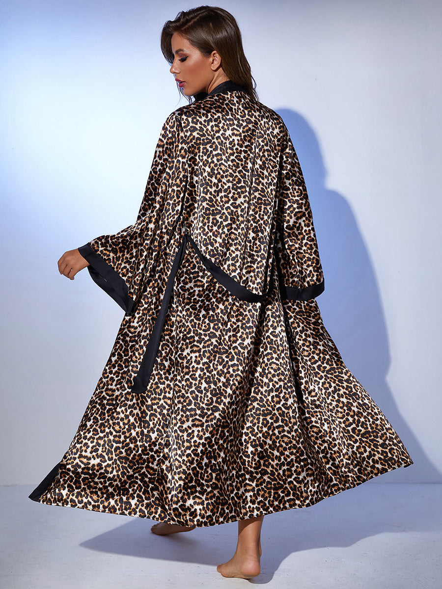 Satin Kimono Robe with Wide Sleeves
