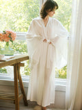 Satin Kimono Robe for Women Long Bell Sleeve Bridal Robe