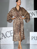 Leopard Satin Kimono Robe